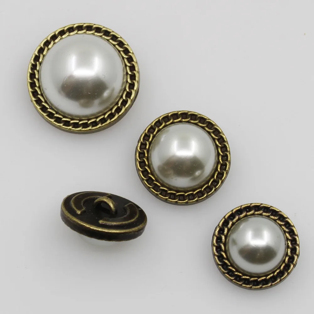 Модная жемчужная пуговица с хвостовиком 5 шт. старинная бронзовая металлическая