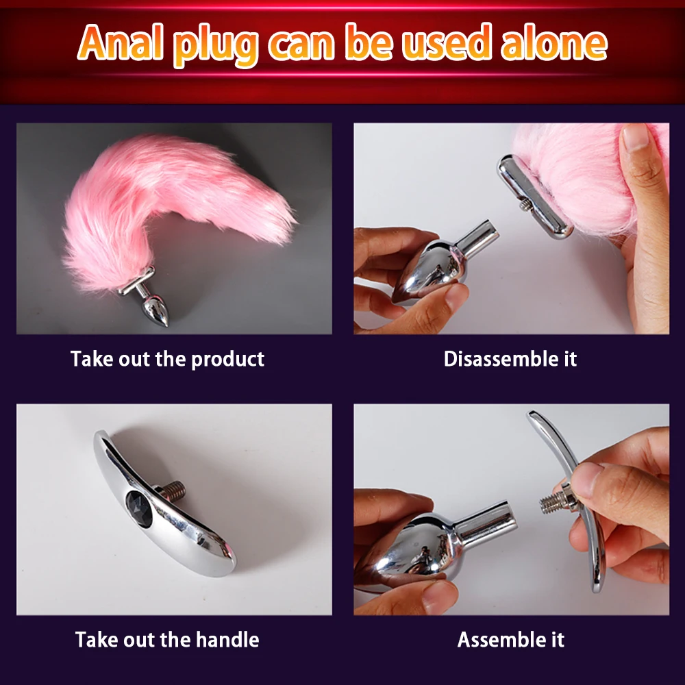 Metal Fox Tail Anal Plug Sex Toys Butt Erotic lighting Feather Anus For Woman Men Couples Bead | Красота и здоровье