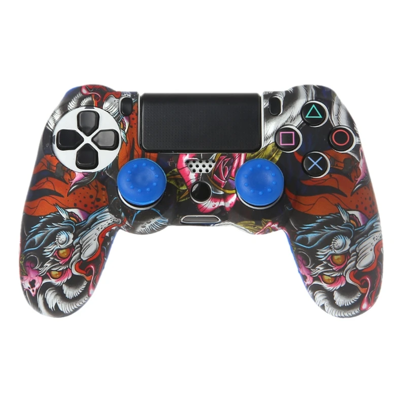 Защитный силиконовый чехол для контроллера геймпада + 2 колпачка PS4|Чехлы| |