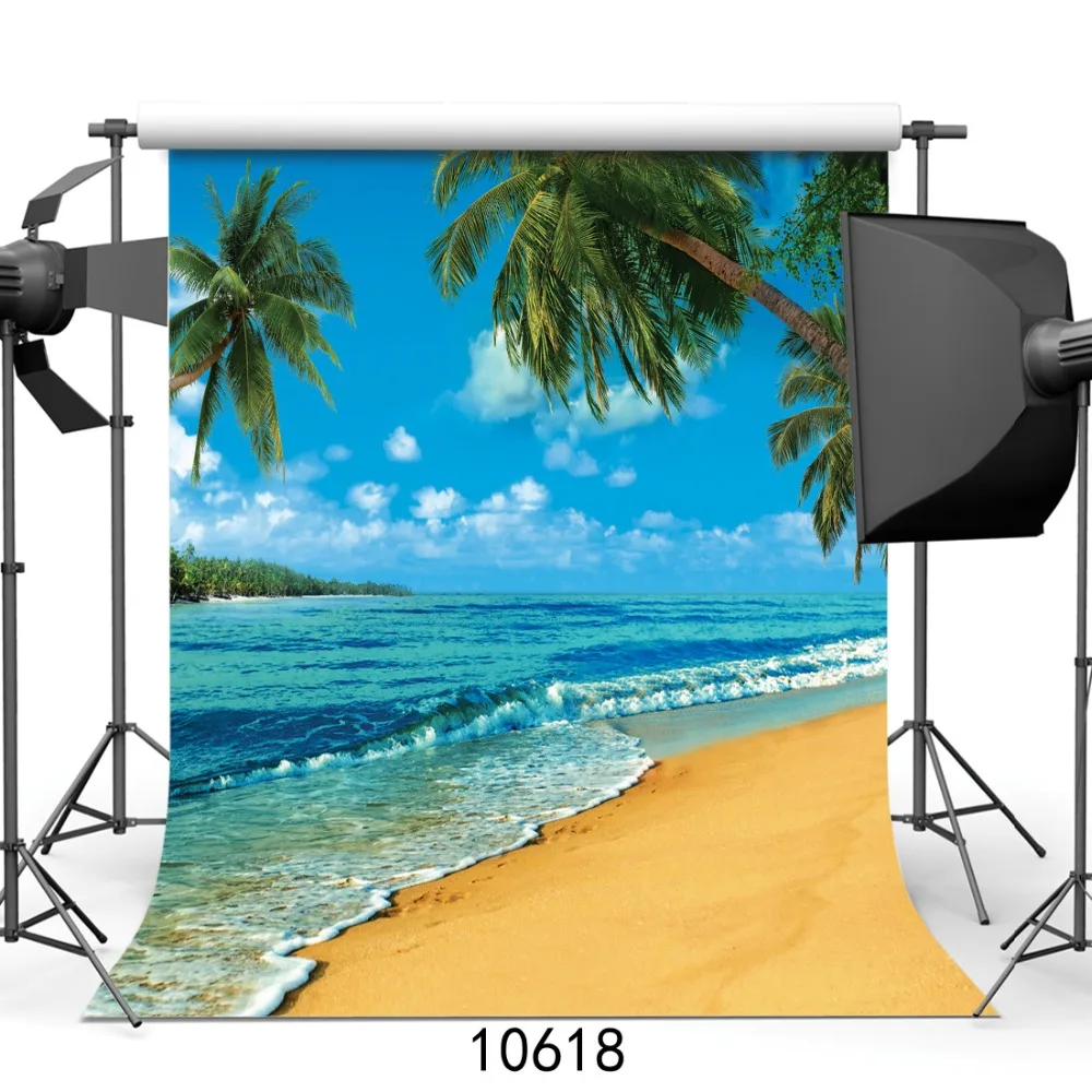 Синий Приморская ладонь дерево фотография фон фото декорации виниловая ткань с