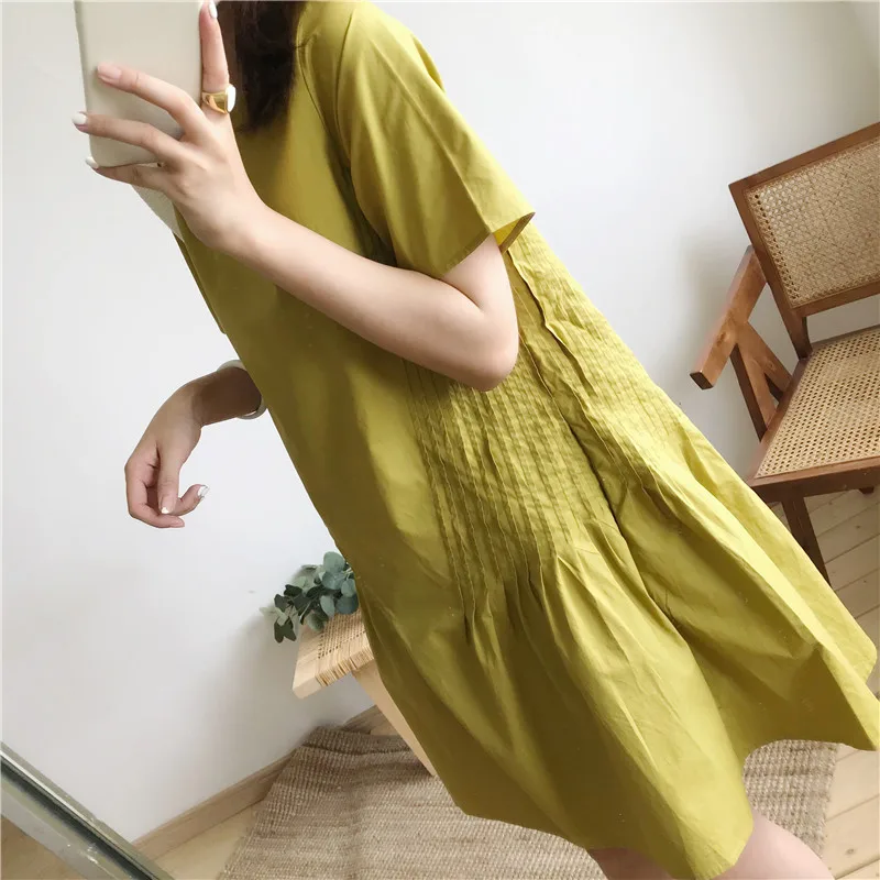 Женское платье LANMREM повседневное свободное большого размера с плиссировкой TC380 лето 2020|Женские платья| |