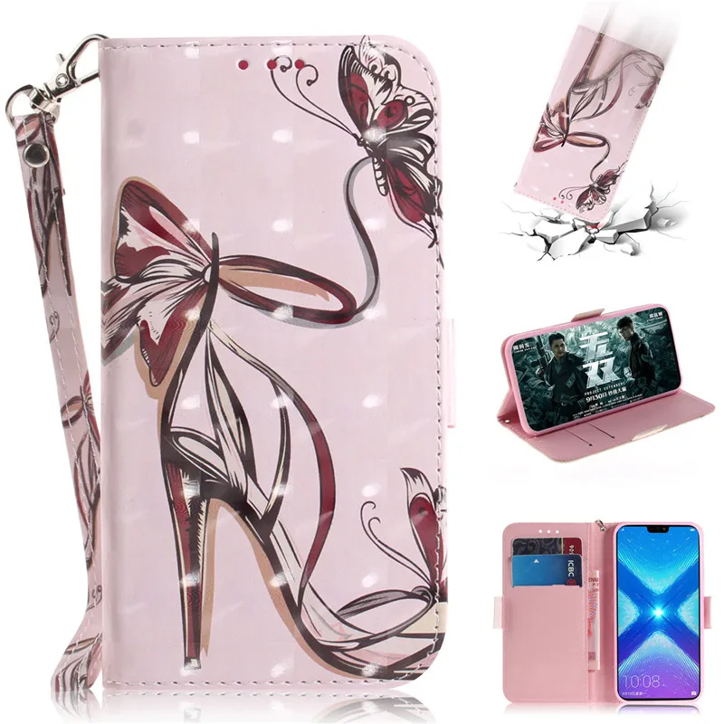 Флип-кожаный чехол для Fundas huawei Honor 8X, чехол для Coque huawei Honor 8 X, чехол с 3D рисунком, кошелек, подставка, чехол для телефона Caque