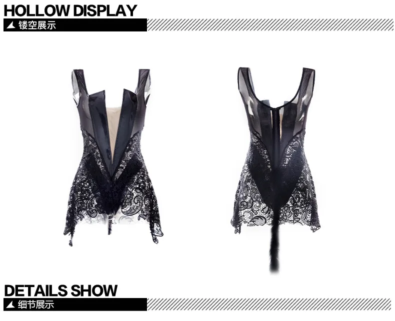 Виниловая кожа Черный кот сексуальный женский костюм одежда для ночного клуба