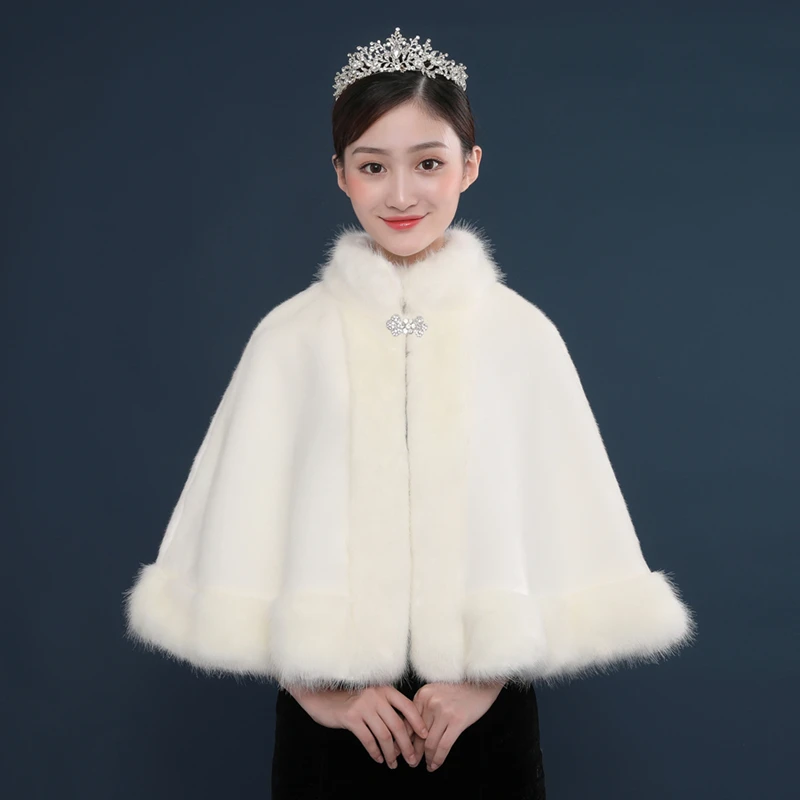 

Fur Faux Winter Bolero Women Bridal Shawl Wedding Cape In Stock Bridal Cloaks Wedding Coat Cheap Jacket For Evening Party