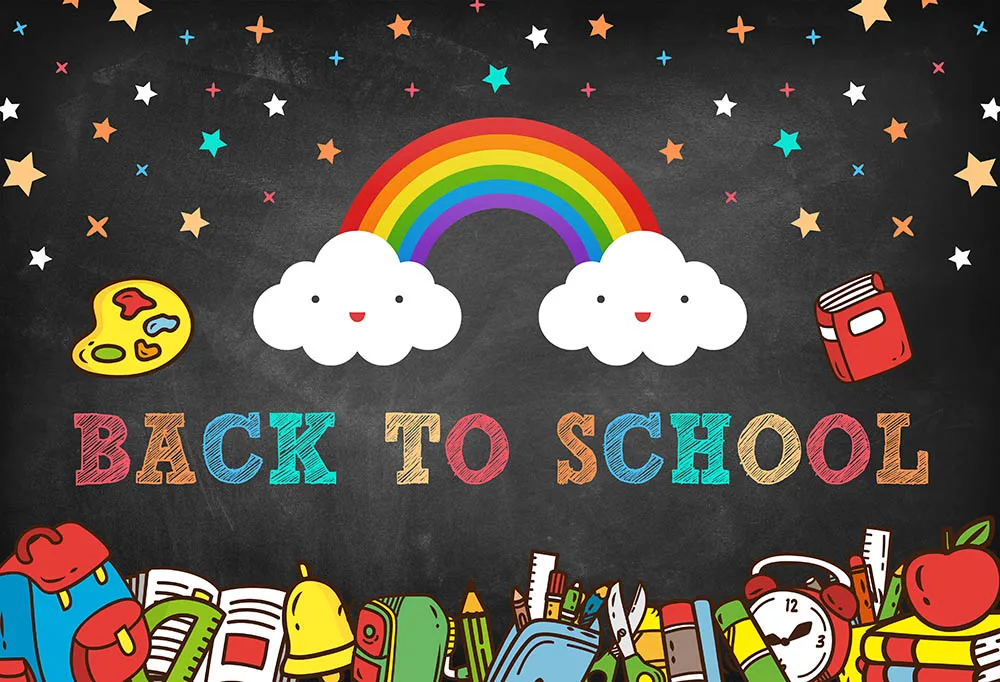 Back To School на доске инструмент радуги облака исследование классная детская