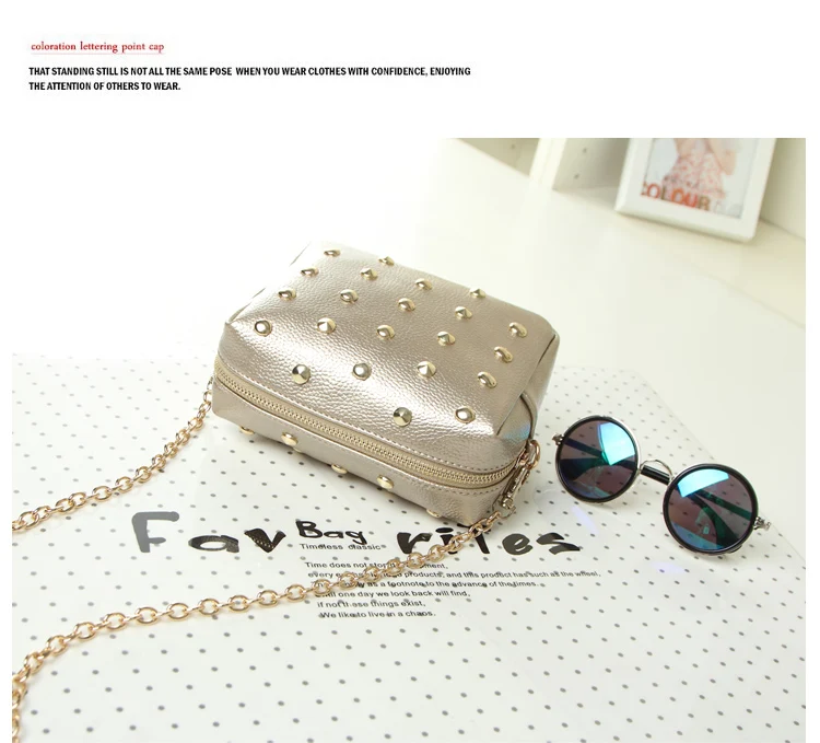 2018 new women's bag Korean fashion rivet ladies chain small shoulder Messenger | Багаж и сумки