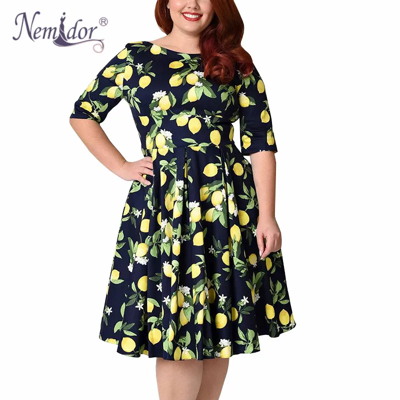 Женское винтажное платье миди с рукавом до локтя V образным вырезом|swing dress|print