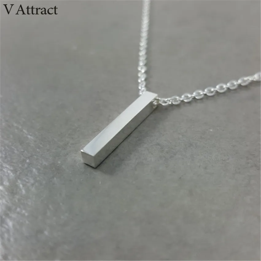 V Attract 2017 Handmade Jewelry One Direction Geometric Long Bar Necklaces Stainless Steel Chai Pendant For Women Christmas Gift|collier ras du