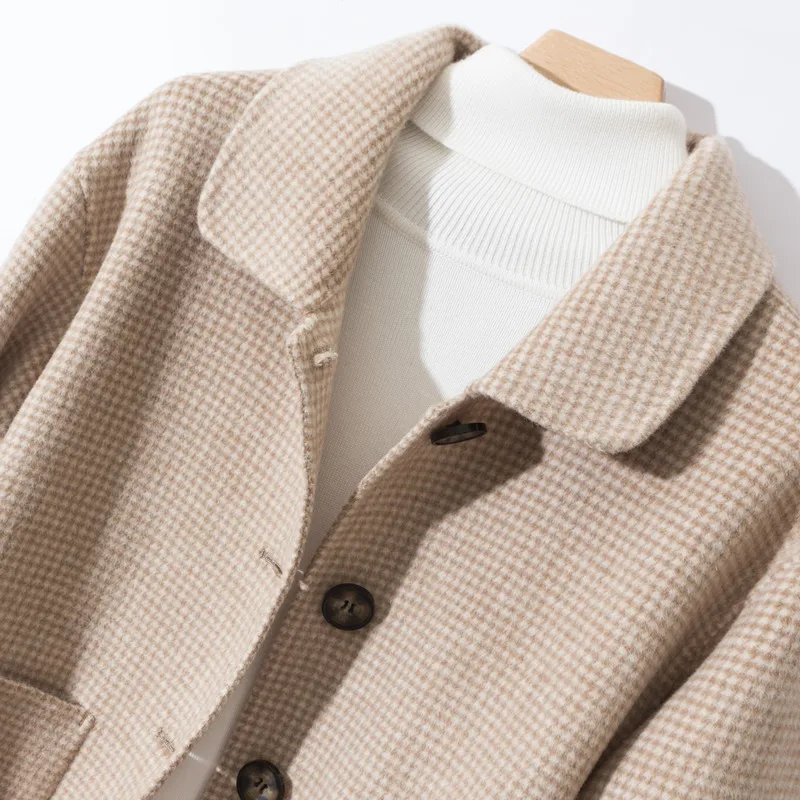 Wool Coat Women Spring Autumn high quality Double-sided Cashmere Jacket Long sleeve Casual plus size Short Coats