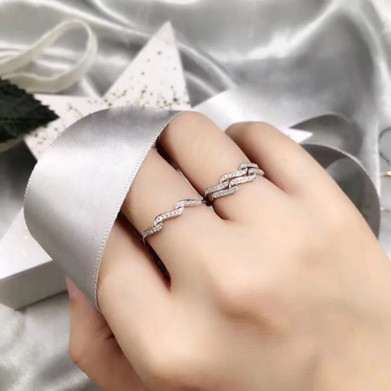 ANI 18 K розовое/белое золото (AU750) Женское Обручальное кольцо сертифицированное I/SI