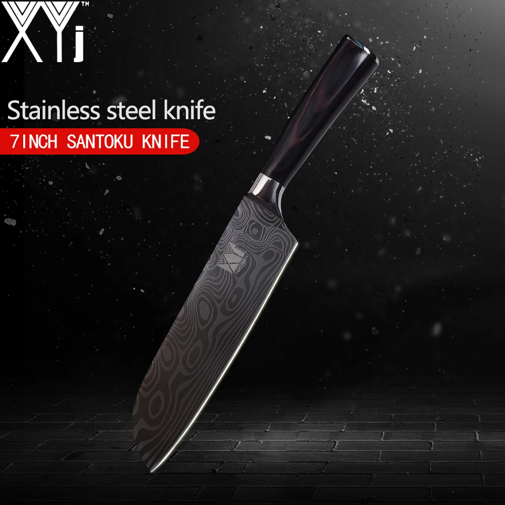 XYj 7Cr17 нож из нержавеющей стали одиночный кухонный универсальный сантоку для