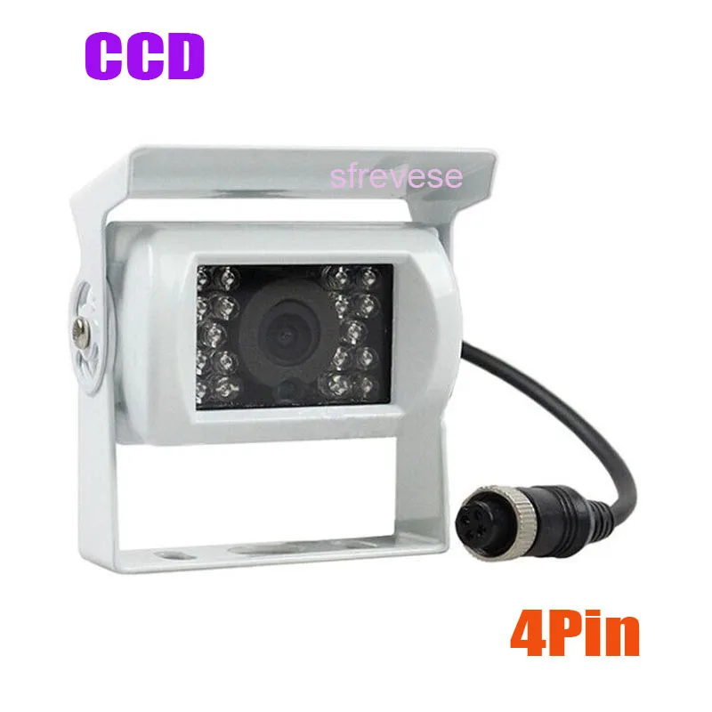 

White Waterproof 4Pin CCD Bus Trailer 18 IR Night Vision Car Rear View Reverse Parking Backup Camera 12V-24V
