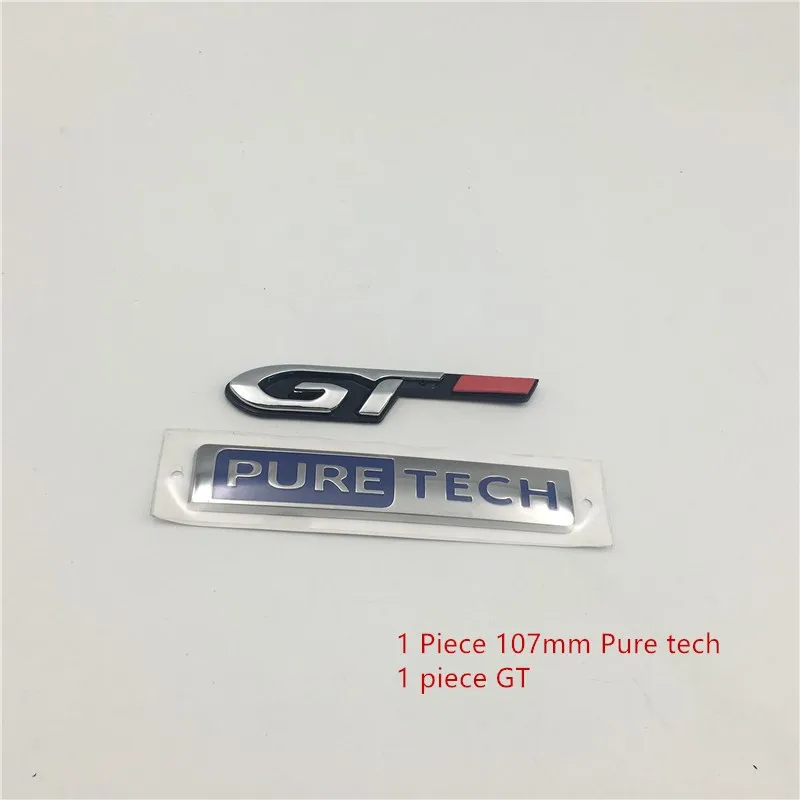 2pcs(107mm and gt) Для peugeot 206 207 208 301 306 307 308 406 508 350 400 THP GT Puretech чистый Tech эмблема хвостовая часть для открытой автомобильной двери с эмблемой крыло наклейка - Название цвета: 2pcs(107mm and gt)