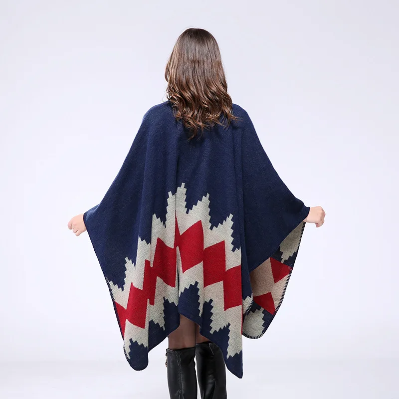 FXAASS новая осенняя/зимняя шаль Модное пончо AZTEC женский шарф роскошный