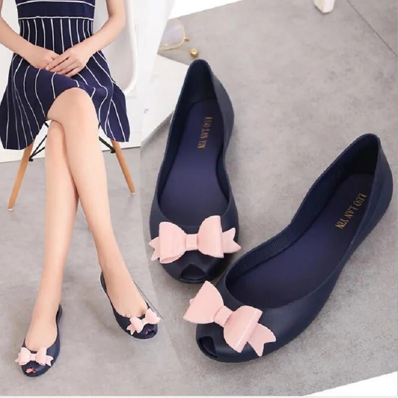 Женские пляжные сандалии с открытым носком желейные туфли без застежки на