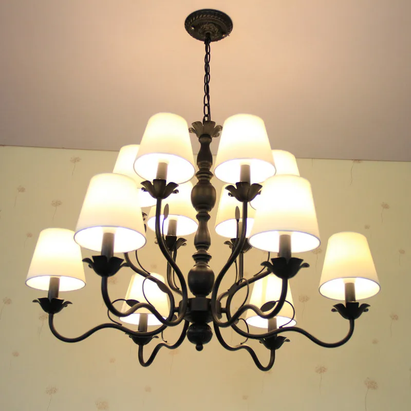 Американская двойная металлическая железная черная люстра простая гостиная