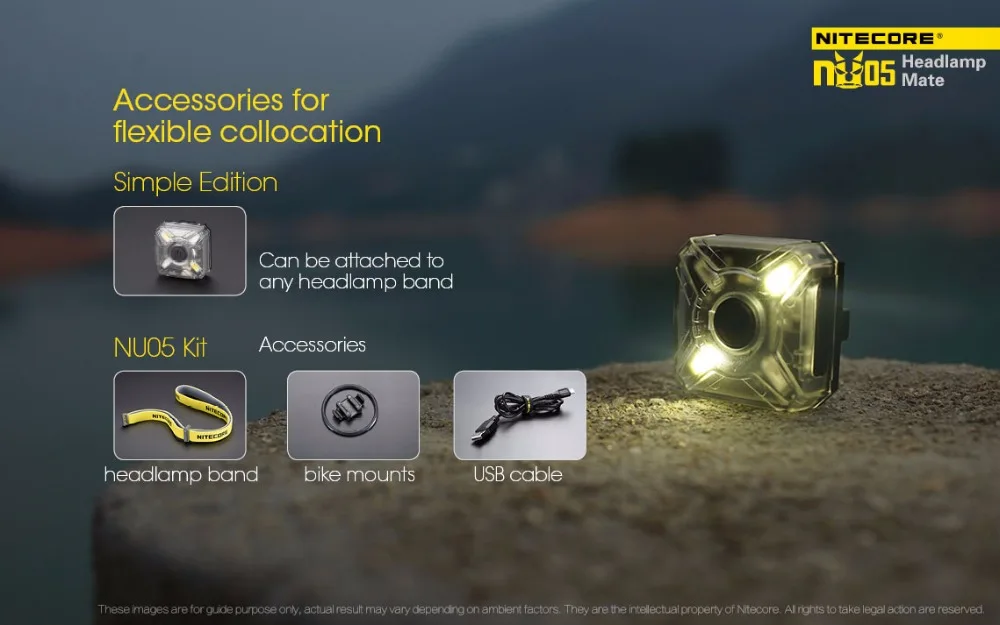 NITECORE NU05 USB Перезаряжаемый налобный фонарь 4* высокоэффективные светодиоды 35 люмен белый/красный светильник налобный светильник для поисково-спасательного велосипеда