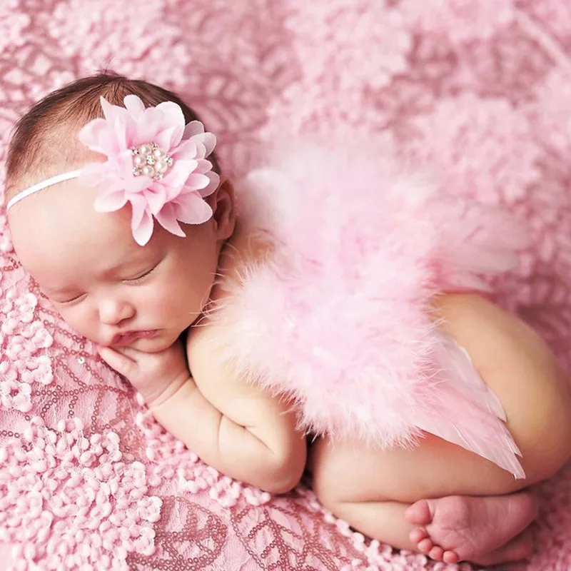 10 pcs/lot Newborn Photography Props Costume Angel Wings+Headband Photo Infant Baby Girls Boys Outfits Flower Accessories | Детская