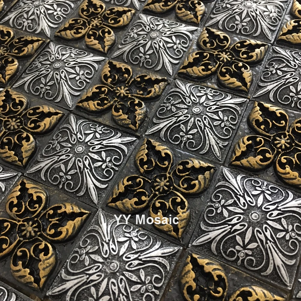 3D Винтаж тиснением Смола из золотистого металла сочетает в себе щитка мозаика