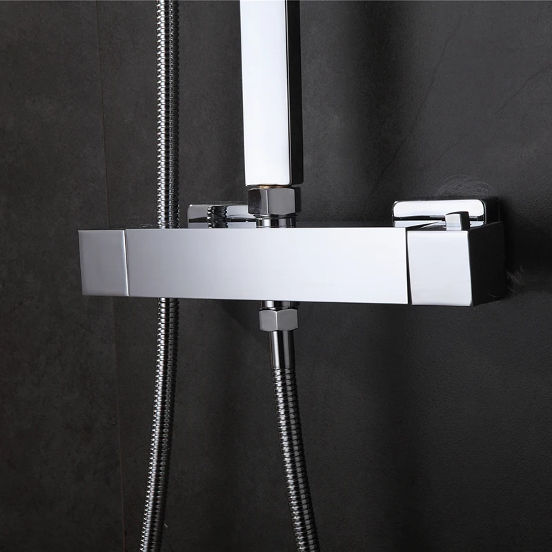 Термостатический смеситель для ванной комнаты с квадратной головкой душа и
