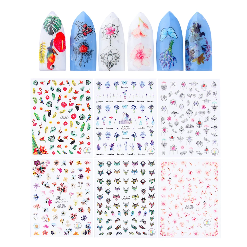 1 лист наклейки для дизайна ногтей в форме миксов Переводные картинки с