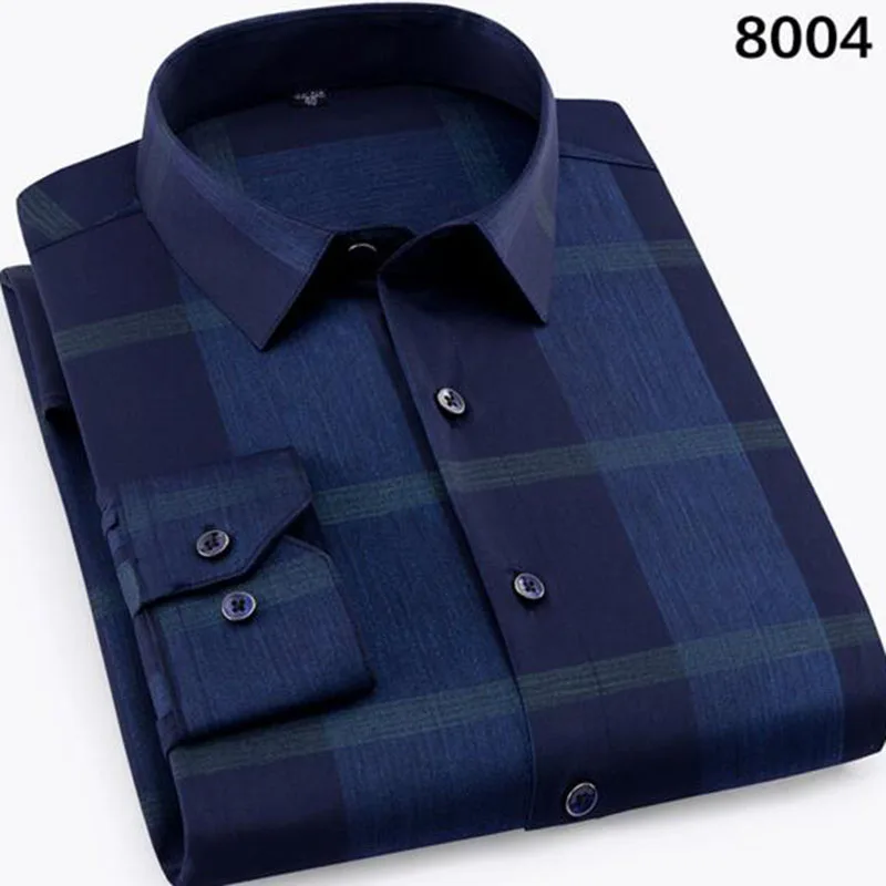 Мужские деловые рубашки с длинным рукавом для работы Camisa формальные в клетку