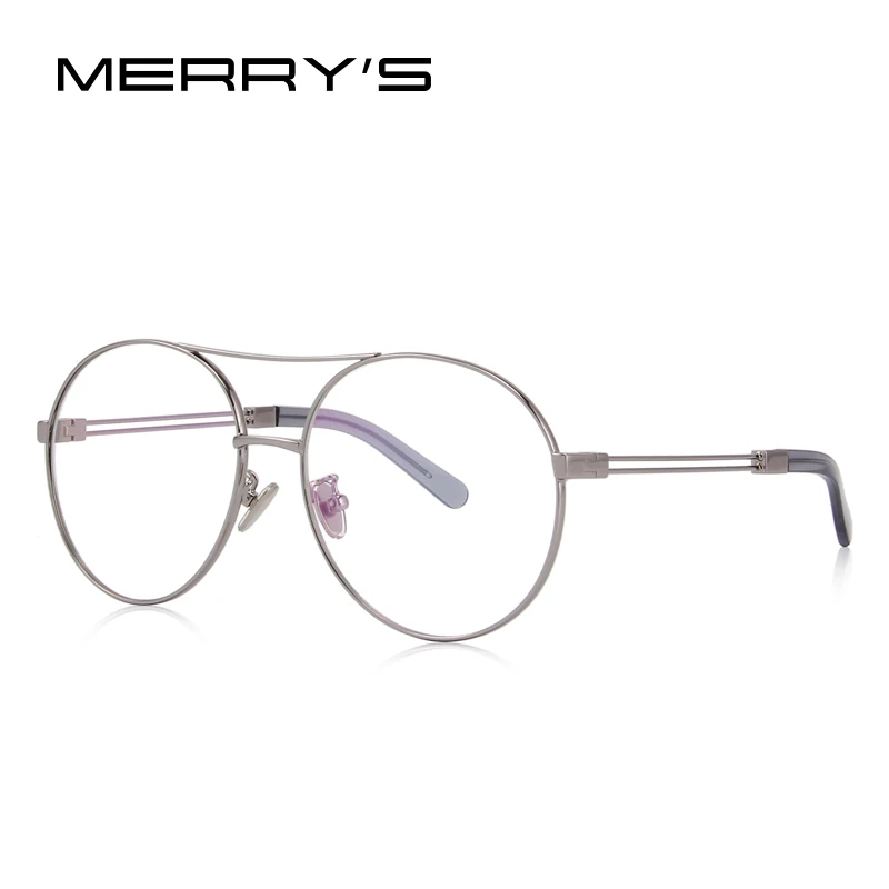 MERRYS Дизайнерские мужские/женские модные очки круглые оправы для очков S2067 - Цвет оправы: C02 Silver