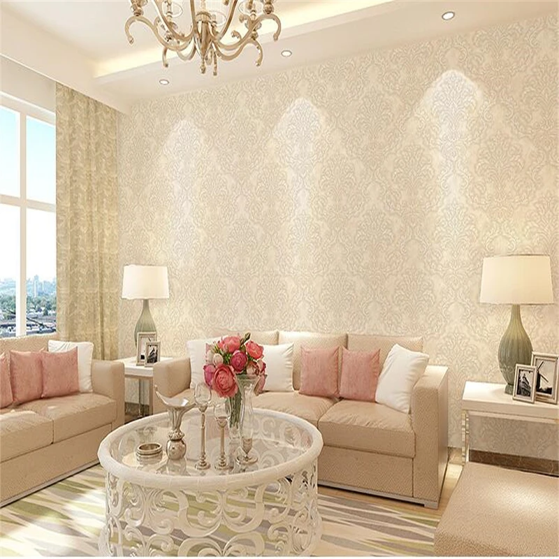 

beibehang High-grade European Damascus embossed simple environmental non-woven wallpaper 3d bedroom living room papel de parede