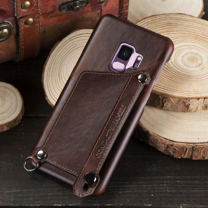 Обувь из натуральной кожи с отделением для карт чехол для samsung Galaxy S9 подставка держатель чехол для samsung Galaxy S9 противоударный Для мужчин Бизнес задняя крышка