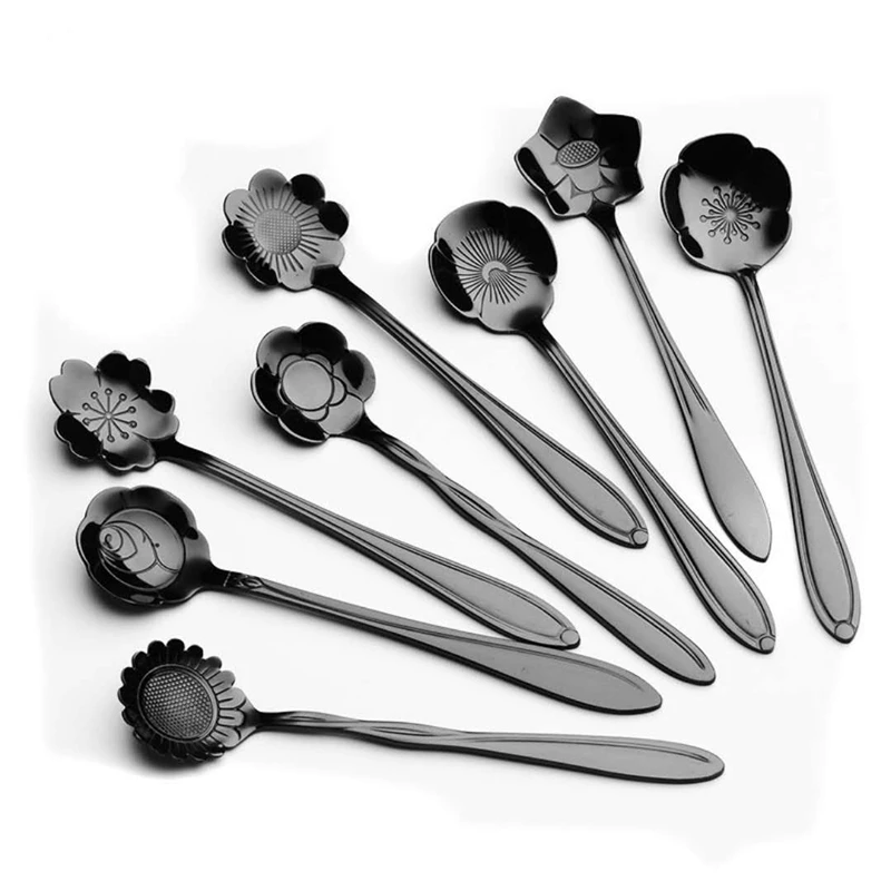 Столовые приборы из нержавеющей стали с радужными цветами 8 шт. столовые для