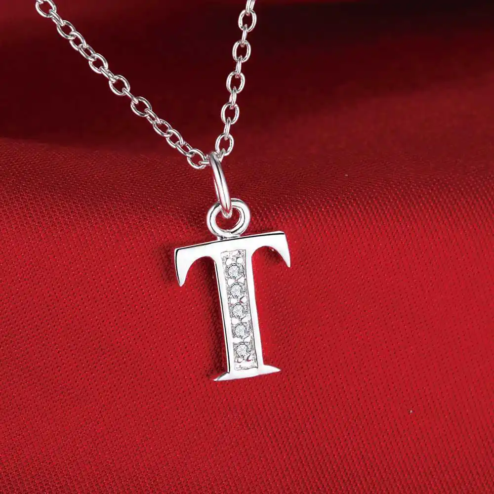 Посеребренное ожерелье с буквой T bling из циркония оптовая продажа новые