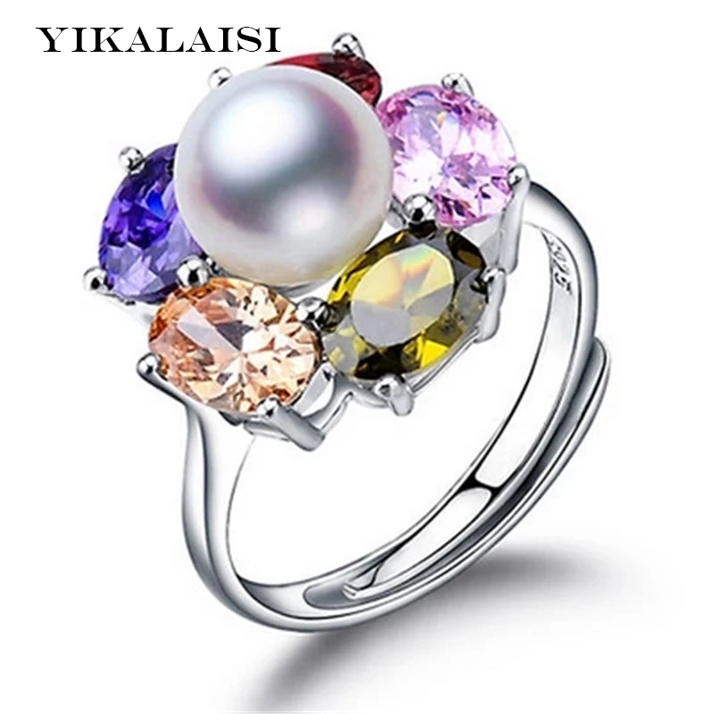 YIKALAISI 2017 модное кольцо с жемчугом Ювелирные изделия цветок пресноводный жемчуг
