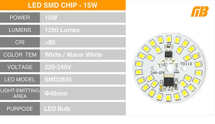 5 шт. светодиодный чип SMD2835 AC 220 В 15 Вт 12 Вт 9 Вт 7 Вт 5 Вт 3 Вт умный IC промышленный светодиодный светильник DIY светодиодный прожектор наружный прожектор
