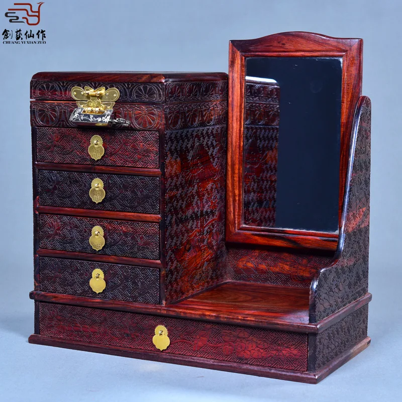 Комод из красного дерева шкатулка для драгоценностей розового ювелирных изделий