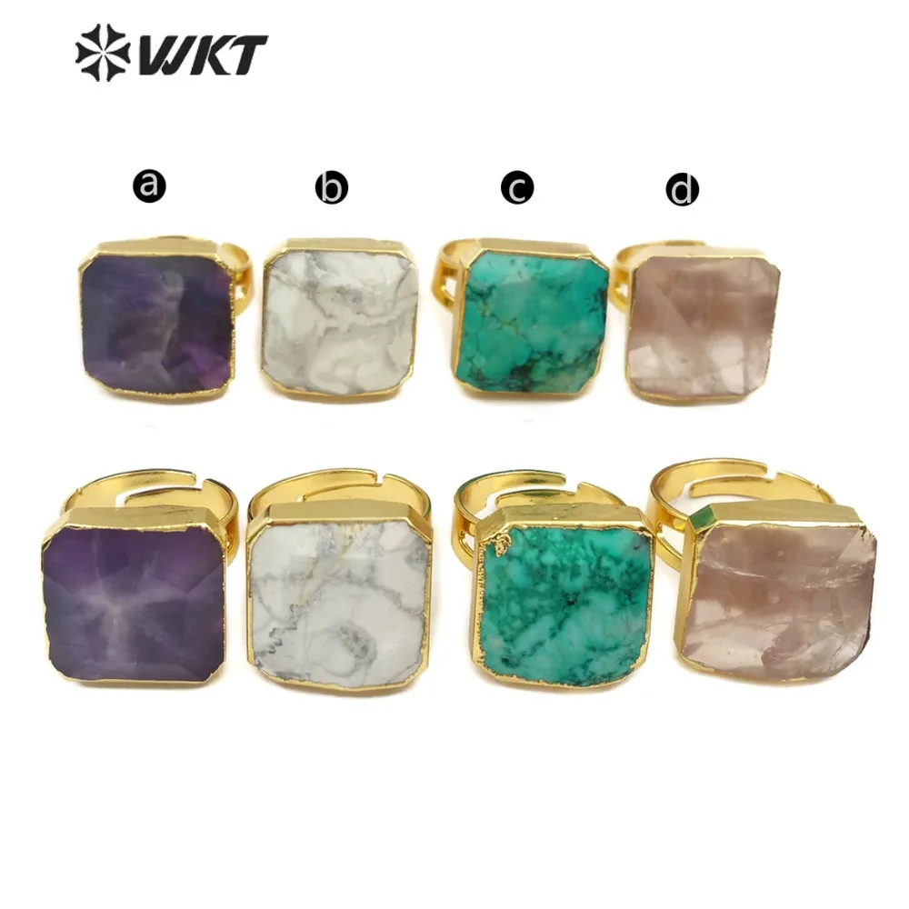 WT-R216 ограненная жемчужина-кольца камни ювелирные изделия Jewelry ISES аметисты регулируемое кольцо с золотой Гальванизированный женщин ювелирные изделия в стиле "Бохо"