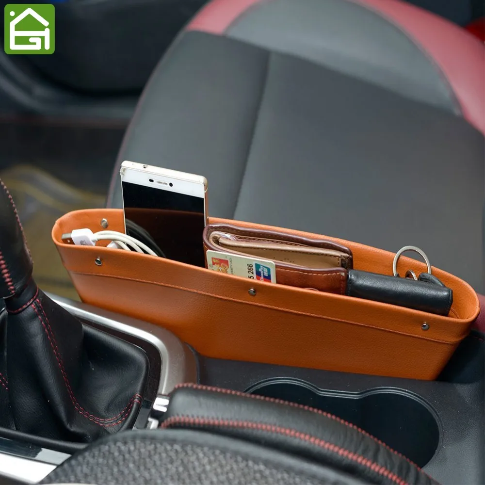 Карман для мобильного телефона из искусственной кожи с разрезом Caddy, органайзер, боковое сиденье для автомобиля, лоток, коробка, космическая консоль для грузовика, внедорожника