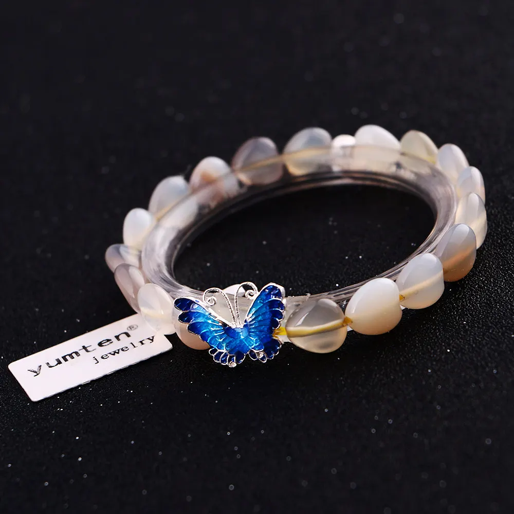 Yumten Moonstone 925 Silver Butterfly Love Women's Bracelet Jewelry Carters Buda Femme Armbanden Voor Vrouwen Bileklik | Украшения и