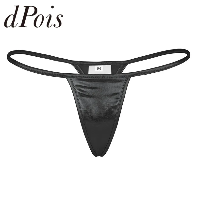 

Womens Lingerie Shiny Metallic PVC Faux Leather Low Rise Bikini Briefs G-string T-back Thongs Underwear Lady Female Sexy Panties