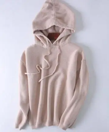 beige brown Коза кашемировая шерсть смесь 7F толстой вязки Модные женские зимние пуловер с капюшоном толстовки пальто S-XL/евро Размер - Цвет: beige brown
