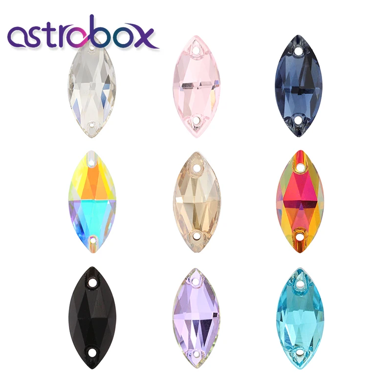 ASTROBOX красочные K9 стеклянные пришивные стразы с плоской задней поверхностью