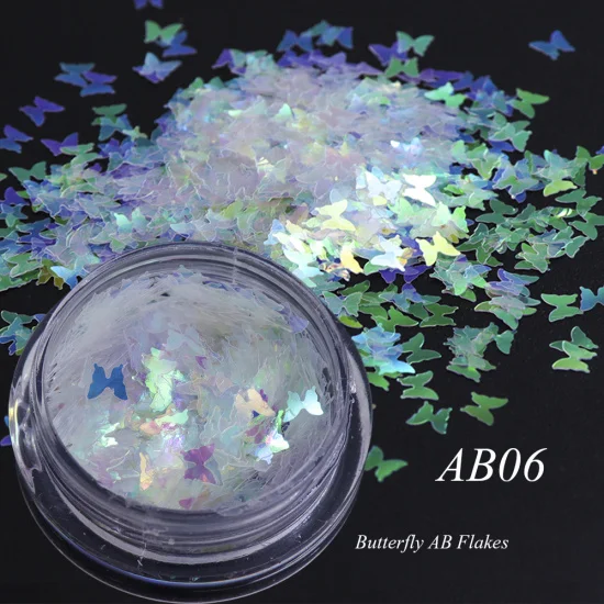 AB06 1 коробка AB Цвет хлопья гвоздь блестки Ультра Тонкий звезда/цветок/Треугольник слайдер для хлопьев Блеск Дизайн ногтей Декор УФ гель DIY TRAB01-15 - Цвет: AB06
