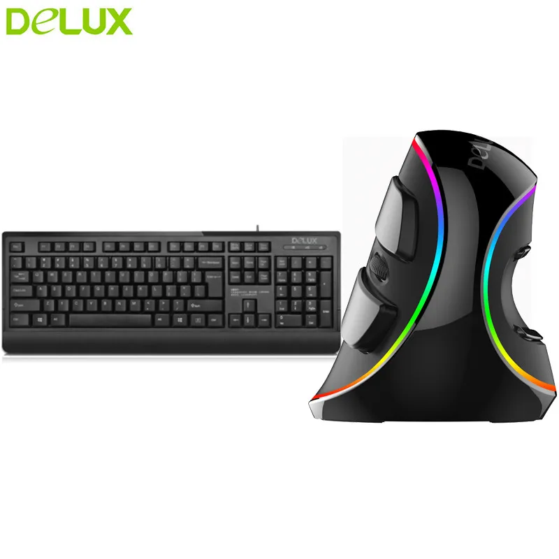 Оптическая мышь Delux K6010U + M618 Plus проводная эргономичная Вертикальная оптическая