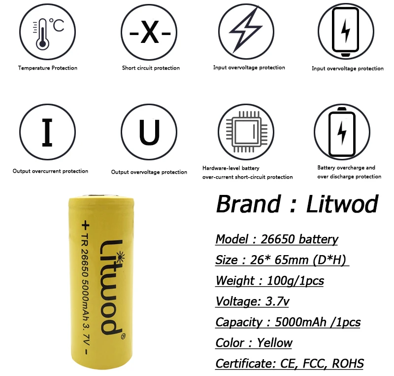 Litwod z30 D26 Дайвинг светодиодный фонарик Свет XML2-U3 вкл/выкл плавное затемнение Водонепроницаемый подводный 150 м от 26650 батареи