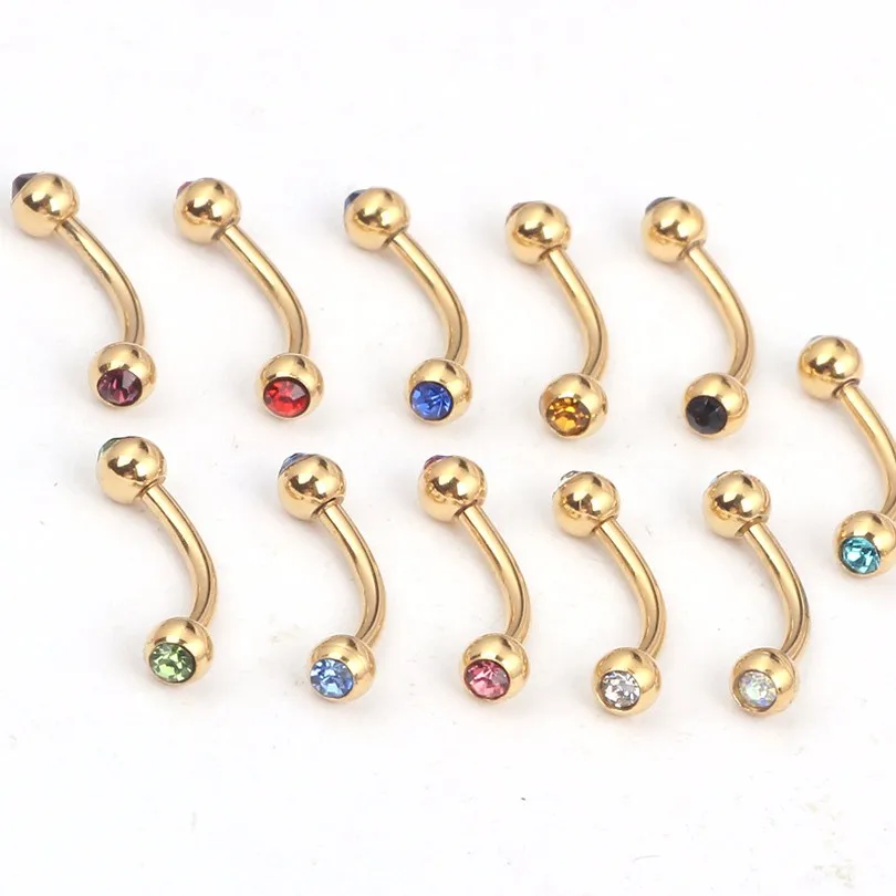 Zldyou 2 шт. 16 г для бровей Пирсинг мяч банан брови кольцо Labret бары гипоаллергенного хирургического Сталь Средства ухода за кожей пирсинг украшения