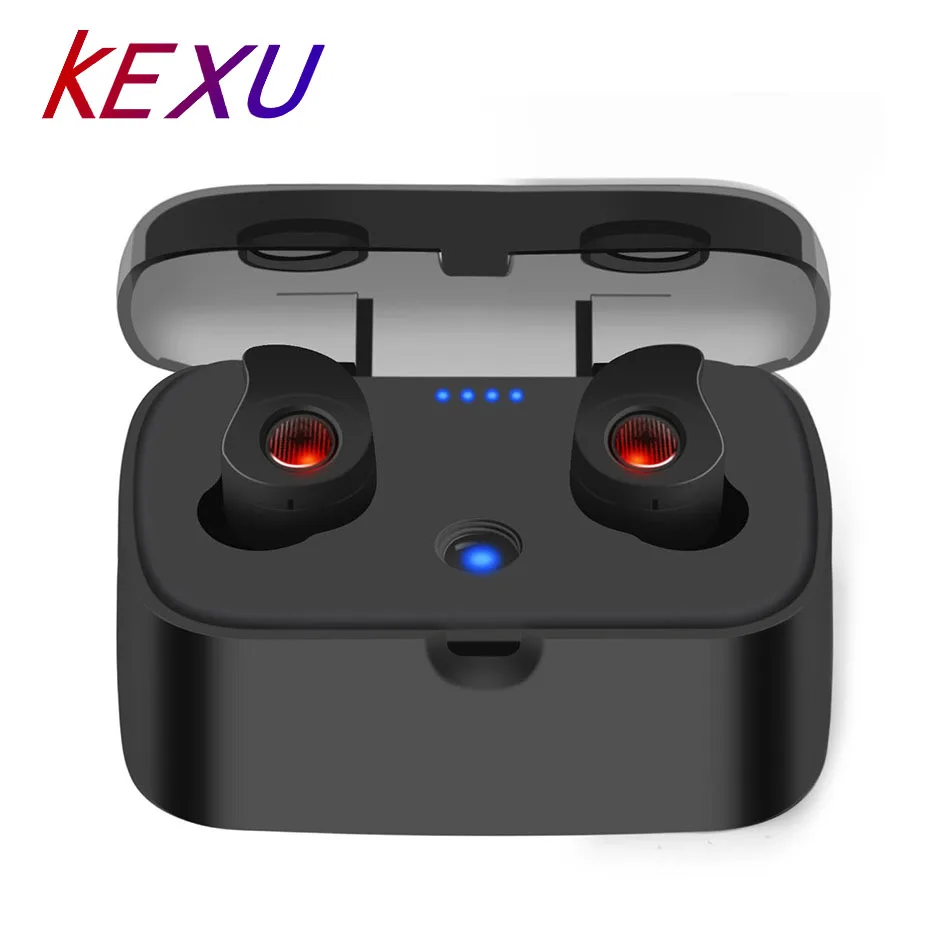 

KEXU True Wireless Earbuds Hifi Bluetooth Earphone TWS Stereo With Mic for iPhone LG Samsung Xiaomi Huawei Charger Box Earphones