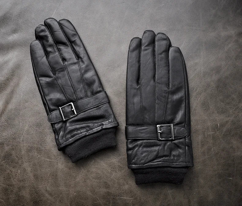 Новые кожаные зимние перчатки guantes, теплые перчатки из овчины, мужские кожаные перчатки, простые противоскользящие перчатки для мужчин KWA559