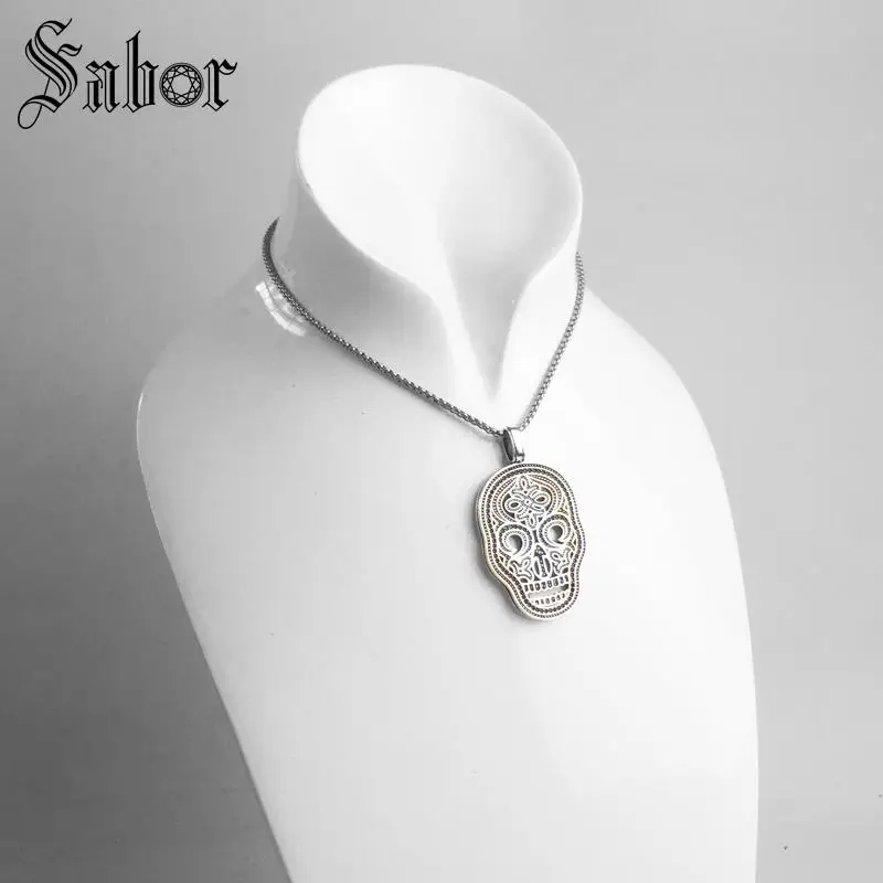 Подвеска с черепом маска золотого цвета серебряного для мужчин Панк 2020 ювелирное