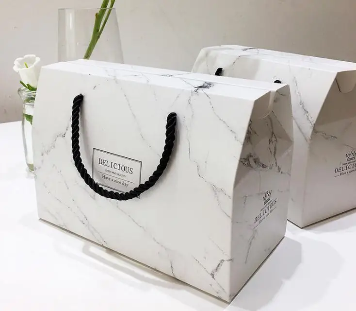 100 шт./лот бумажная коробка для торта с мраморным дизайном шоколада печенья