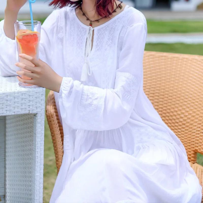 Длинное винтажное платье большого размера с вышивкой и длинным рукавом на