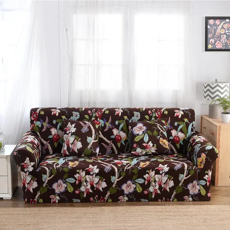 

Spandex Slipcovers Elastic Sofa Covers Flower Printing Soft Sofa Protector Corner Sofa Single/Two/Three/Four-seater